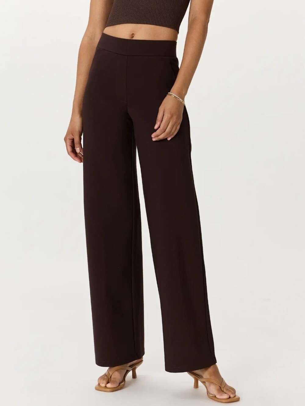 Quince Chocolate Wide-Leg Knit Pants